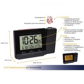 Radio-controlled projection alarm clock with temperature / Kat.№60.5016