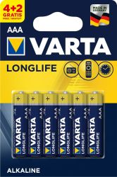 4+2 гратис 1.5V AAA   Алк. БАТЕРИИ  VARTA  LONGLIVE  / Арт.№BA-AAA-1,6бр.