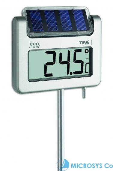 термометър за градината със соларно осветление