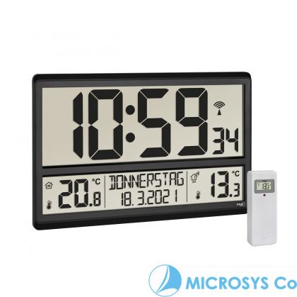 Цифров радиоуправляем часовник XL с външна и вътрешна температура 