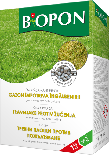 BIOPON гранулиран тор против пожълтяване на тревата 1кг 