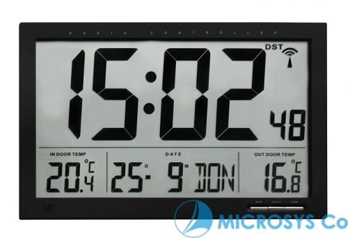 Radio-contolled clock with outdoor and indoor temperature
