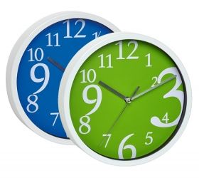 wall clock available in green and blue
