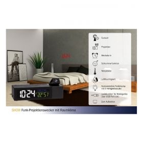 SHOW Radio-controlled projection alarm clock with indoor climate  / Kat.60.5014