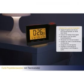 Radio-controlled projection alarm clock with temperature / Kat.№60.5016