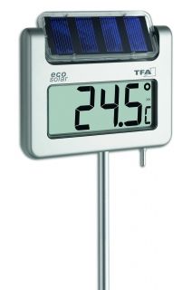 термометър за градината със соларно осветление
