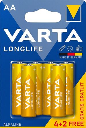 4+2 AA Gratis VARTA LONGLIFE  AA BATTERY  - 1.5V / Kat.BA-AA6
